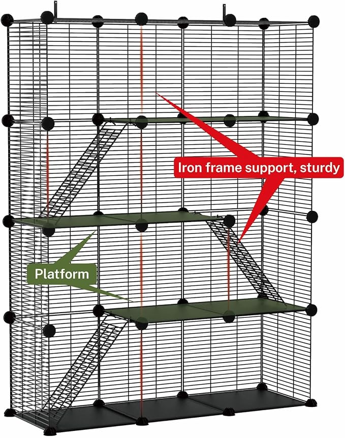 STILLCOVE Cat Cage Indoor, Big Wire Cat Cage Kennels Enclosures DIY Playpen Crates, Pet Pen C&C Cage for Multiple Cats Kittens Rabbits Bunny Ferrets Chinchilla and Small Animals