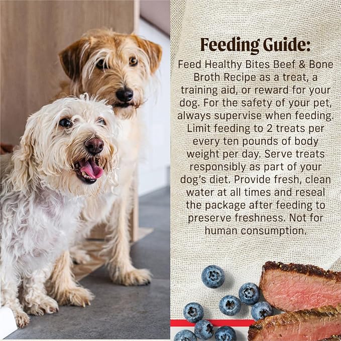 Merrick Healthy Bites Grain Free Dog Treats, Soft Treats with Bone Broth for Dogs, Beef and Bone Broth Recipe - 16 oz. Pouch (Pack of 4)