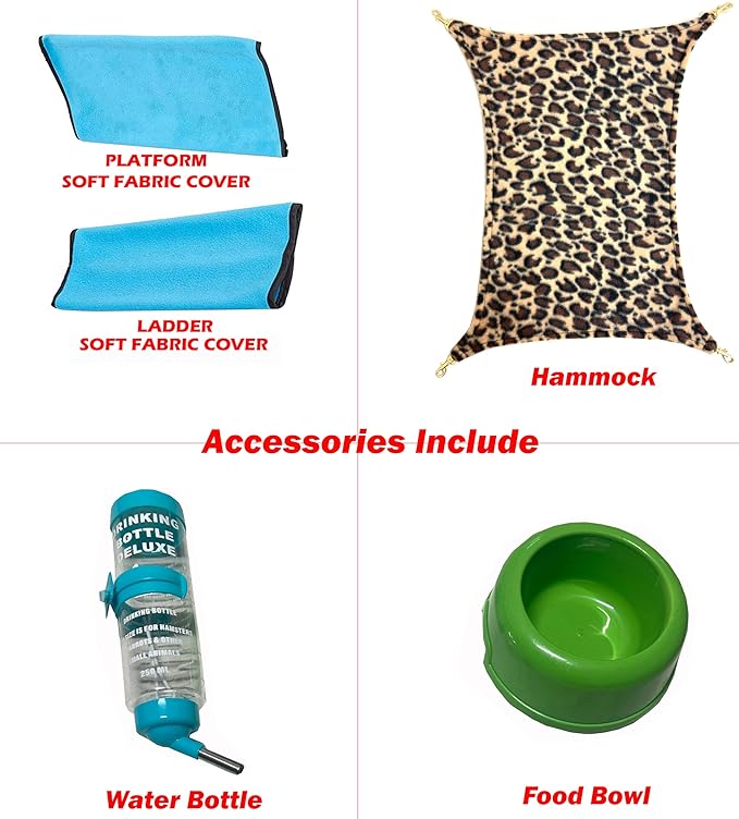 Huge 37" L x 24" W x 39" H Two Tiers Tight 1/2-Inch Bar Spacing Large Front Doors for Feisty Ferret Hammock Chinchilla Rat Mouse Hamster Gerbil Small Animals Critters Rolling Cage