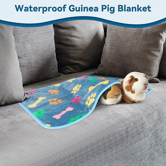YUEPET 3 Pack Waterproof Guinea Pig Blankets Washable Small Animal Fleece Cage Liners Soft Pet Mat Guinea Pigs Fleece Bedding for Hamster Rabbit Chinchilla Ferret Guinea Pig 23"×16"