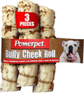 Powerpet Treats Bully Beef Cheek Rolls for Dogs - 100% Natural & Highly Digestible - High Protein, Low Fat - No Rawhide - Soft & Thick Chew Treat - Good Dental Hygiene - Bully Sprinkled Flavor - 3pc