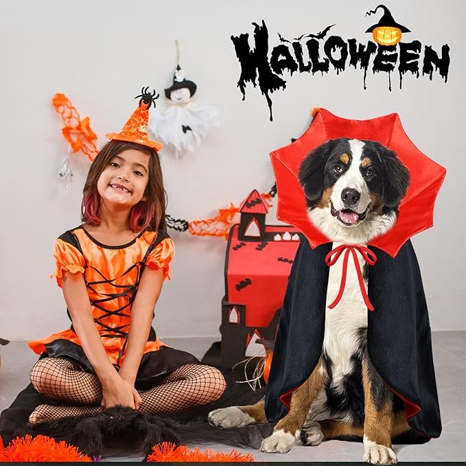 Dog Halloween Costume Dog Vampire Costume Funny Pet Vampire Devil Cape Cloak Halloween Costumes for Small Medium Large X-Large Dogs Pets (X-Large)