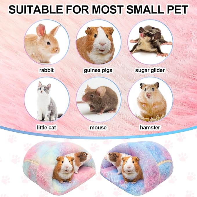 Wenqik 2 Pcs Guinea Pig Hideouts Guinea Pig Bed Washable Bunny Bedding Cuddle Warm Small Pet Sack Supplies Portable Pet Carrier Cage Nest Accessories for Cage(Gradient Colors,Blending)