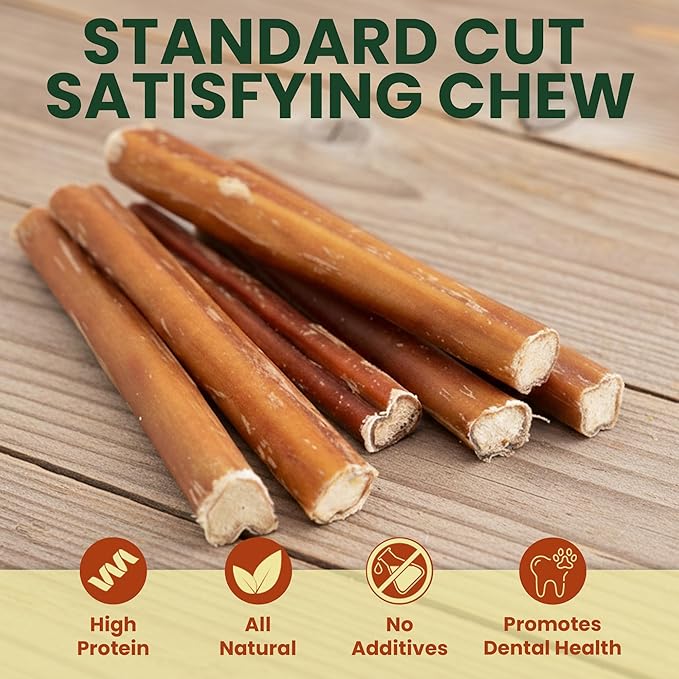 16 Pack 4 Inch Standard Bully Sticks for Dogs – 100% Beef Pizzle, Single Ingredient Rawhide-Free Dental Chews, Long Lasting Natural Dog Treats for Small to Medium Dogs