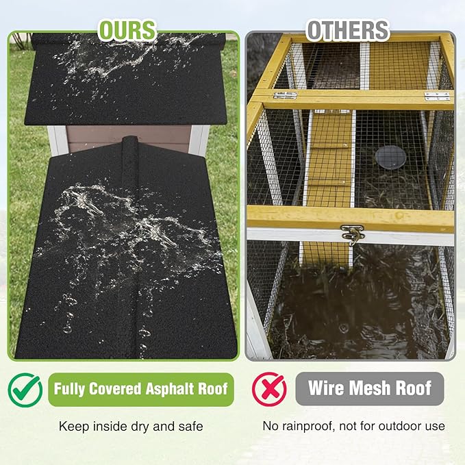 GUTINNEEN Small Chicken Coop for 1–2 Chickens, Expandable Outdoor Rabbit Hutch with Roof, Leakproof Tray,Multiple Doors,57" L x 21" W x 33" H, for Chickens, Bunnys Guinea Pigs, Beginner-Friendly