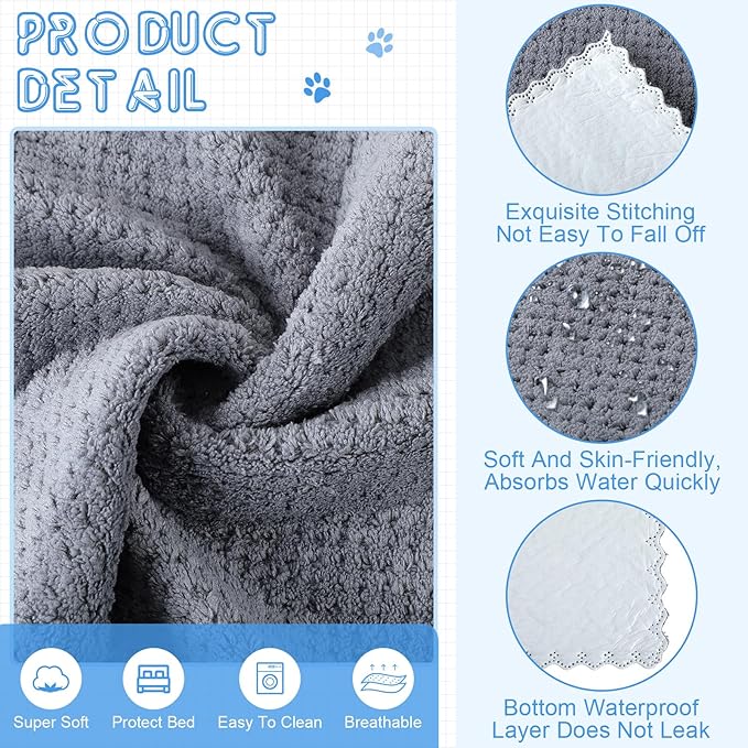 VitalCozy 10 Pcs Guinea Pig Cage Liners Washable Rat Bedding for Guinea Pigs Controlling Absorbent Waterproof Pee Pads Blanket for Rabbits Hamster Small Animal Chinchilla(Grid,12x12 Inch,Gray)