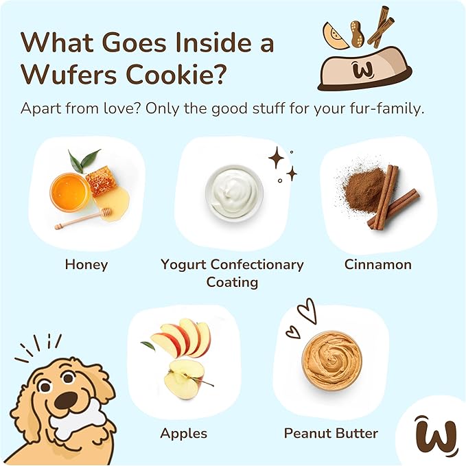Wufers Doggie Donut - Dog Treats, Hand Decorated, Human Grade, Gentle on Tummies - 12 Dog Cookies & Donuts