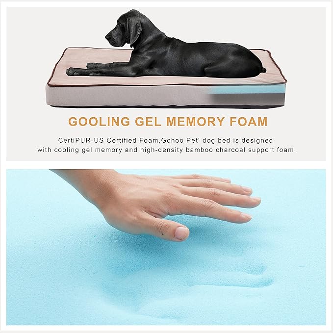 Orthopedic Memory Foam Dog Bed, Cooling Dog Beds for Medium/Large Dogs -Waterproof Pet Bed for Crate with Removable Washable Cover, XL(41inch,90Lbs)