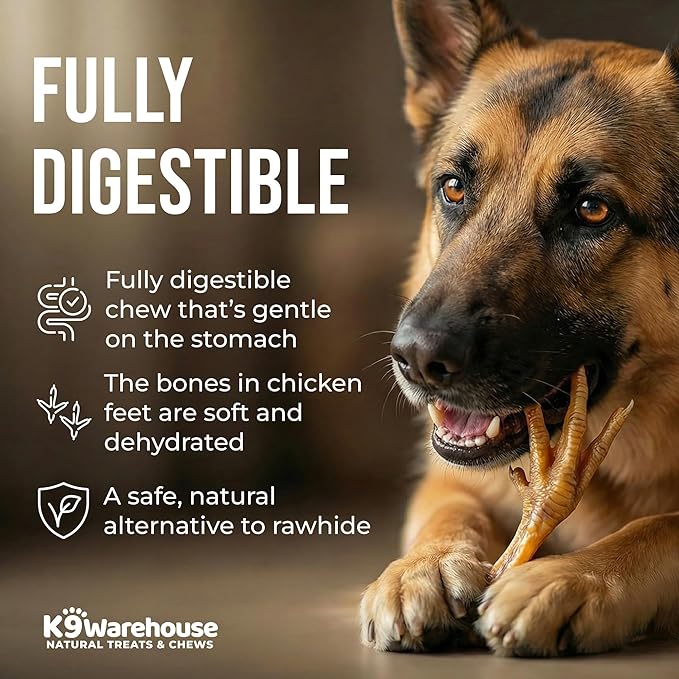 K9warehouse Chicken Feet for Dogs - 30 Count, Dehydrated Chicken Dog Treats, 100% Natural, High Protein, Single Ingredient Chews, Support Dental Health - Ideal for Chewing - USA Company