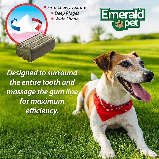 Emerald Pet Fresh Smileezz Grain Free Dog Dental Treats — Minty Fresh Breath and Clean Teeth for Puppies and Small Dog Breeds — Made in USA Small, 12 Oz