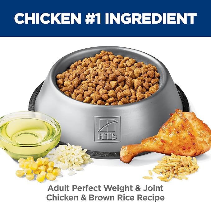Hill's Science Diet Perfect Weight & Joint Support, Adult 1-6, Weight Management & Joint Support, Dry Dog Food, Chicken & Brown Rice, 25 lb Bag