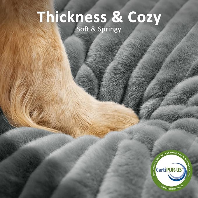 XL Dog Bed, Flat Pet Beds with Removable Washable Cover, Pet Mat Cute Dog Crate Bed Thick Shredded Chopped Crate Foam & Anti Slip Bottom for Indoor, 42"x27"x4"