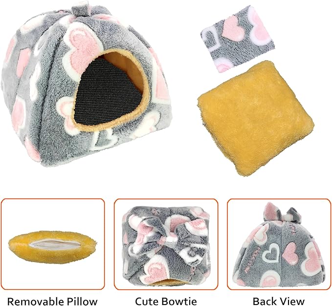 Guinea Pig Bed, Guinea Pig Warm Hideout House Accessories Cozy Bed for Small Animals Hamsters Chinchillas Dwarf Bunnies Hedgehogs. M, Greyheart