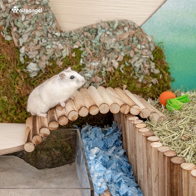 Niteangel Small Animal Climbing Toys - Suspension Bridge Ladder for Hamsters Gerbils Mice Rats Guinea Pigs or Other Small Pets (7.8'' x 3.9'')