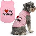 Parisian Pet Dog Shirt for Mother's Day - 100% Cotton Shirts for Large Dogs - Pink Sleeveless Girl Pet Clothes - Lightweight Pet Tshirts - Breathable Puppy Clothes - Stretchy I Love My Mommy Dog Shirt