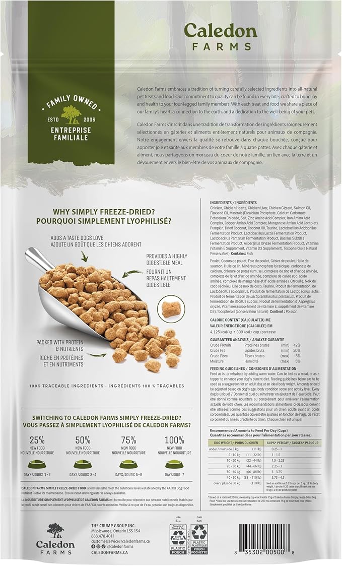 Caledon Farms Simply Freeze Dried Dog Food Chicken Recipe 9.8oz