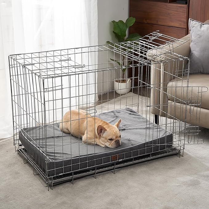EHEYCIGA Orthopedic Dog Bed Waterproof 30"x20", Memory Foam Pet Bed for Medium Dogs, Washable Pet Mat with Removable Cover, Dark Grey