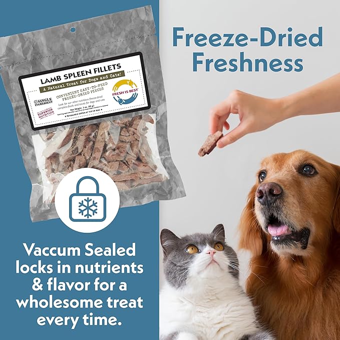 Fresh Is Best Lamb Spleen Fillets Freeze Dried Dog Treats – Raw Freeze Dried Treats for Dogs & Cats in Resealable Zipper Bag – High-Protein Single Ingredient – Made in The USA