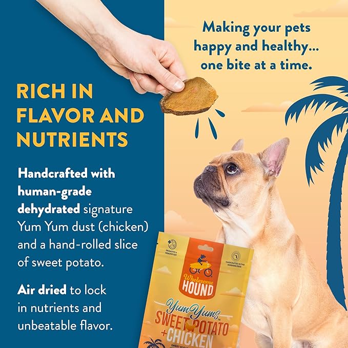 Wholesome Hound- Healthy Dog Treats- Chicken Chips & Sweet Potato, 2 Simple Ingredient Recipe, Lean 100% All Natural Dog Training Treats for Small Medium Large Breeds & Puppies, Made in US- 4oz