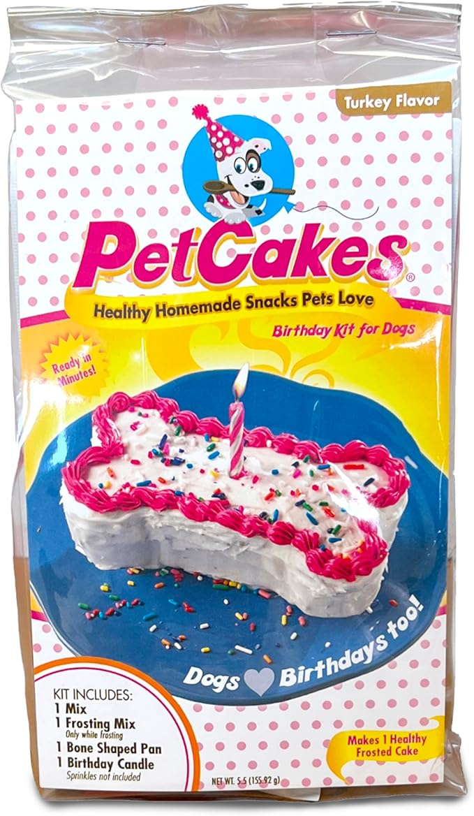 PetCakes Dog Birthday Cake Kit - All Natural Treats - Puppy to Large Dogs, Turkey Flavor - 5.5 Oz