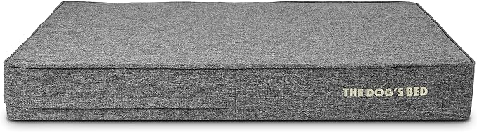 The Dog’s Bed Orthopedic Memory Foam Dog Bed for XL Dogs, Waterproof Washable Cover, Anti-Slip Base, Calming Surface – CertiPUR-Certified Foam, Grey Linen, 6 Inch Thick
