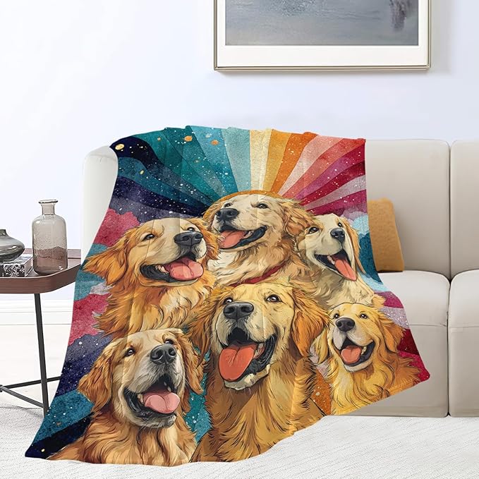 Golden Retriever Throw Blanket Golden Retriever Puppy Stuff Gifts for Dog Lover Kids Girls Boys Adults Women Men Soft Cozy Warm Plush Fluffy Fuzzy Fleece Blanket Decor 40''X50''