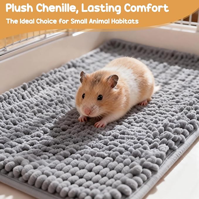 6 Pcs Guinea Pig Cage Liner, 20x12 Inch Washable Fleece Bedding Mats & Reusable Pee Pads for Rabbits and Small Animals (Gray)