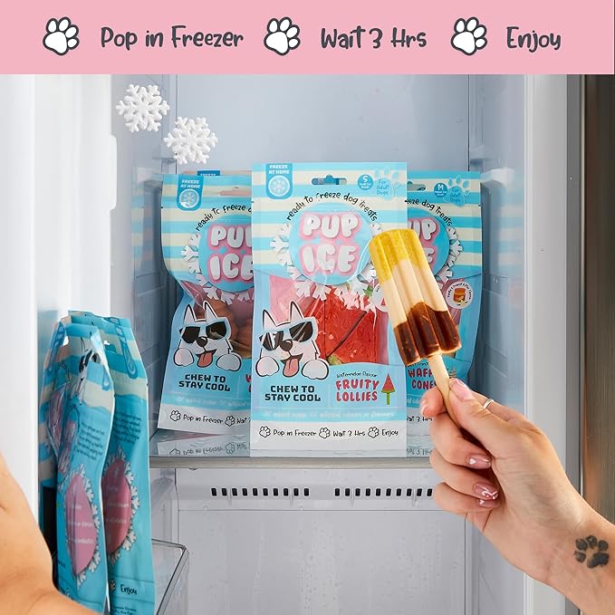 SPOT Pup Ice Dog Treats – Freeze-at-Home Edible Chews for Medium Breed Dogs & Puppies, Banana & Carob Flavor (No Chocolate), 2ct Rocket Lollies with Real Chicken