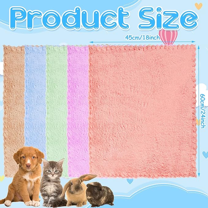 10 Pieces Guinea Pigs Blankets Hamster Fleece Cage Liners Soft Guinea Pig Accessories Small Animal Pet Blanket Sleep Bedding Mats Pet Supplies for Dog Puppy Cat (Mixed Colors,18 x 24 Inch)