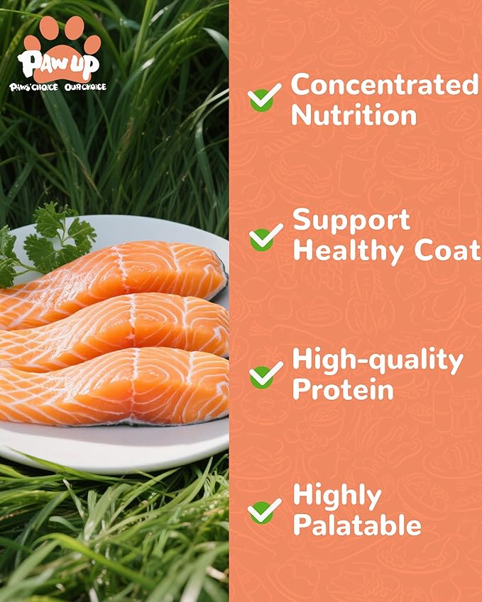 PAWUP Freeze Dried Salmon Dog Treats, Single Ingredient Raw Dog Food Toppers, Healthy Training Treats for Dogs,3.8 oz