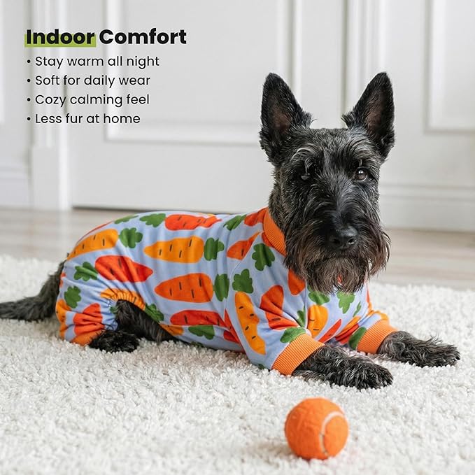 Fitwarm Carrot Dog Flecce Pajamas, Funny Easter Outfit for Small Dogs Boy Girl, Cute Pet Clothes, Blue, Orange, Red, Green, XXL