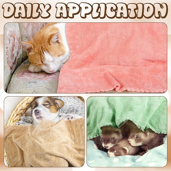 Newwiee 24 Pcs Guinea Pig Fleece Bedding Blankets Bulk Washable Small Animal Fleece Cage Liners Pet Wash Cloth Sleeping Mat Cover for Hamster Chinchilla Rabbit Hedgehog(14 x 30 Inch,Multicolor)