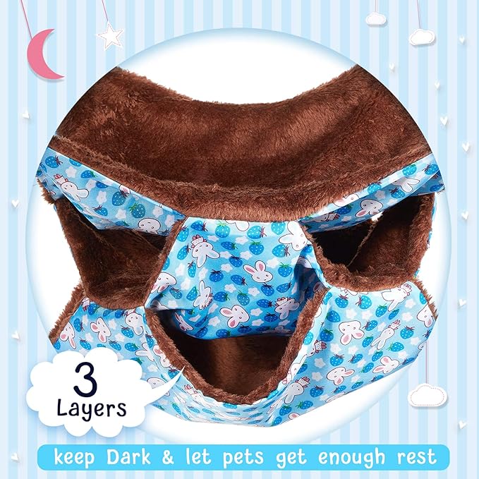 Weewooday 3 Pcs Rat Hammock 3 Tier Ferret Hammock Cage Hanging Bed Cage Accessories for Pet Guinea Pig Hamster Parrot Sugar Glider Ferrets Rat Chinchilla Playing Sleeping(Blue, Purple, Green)