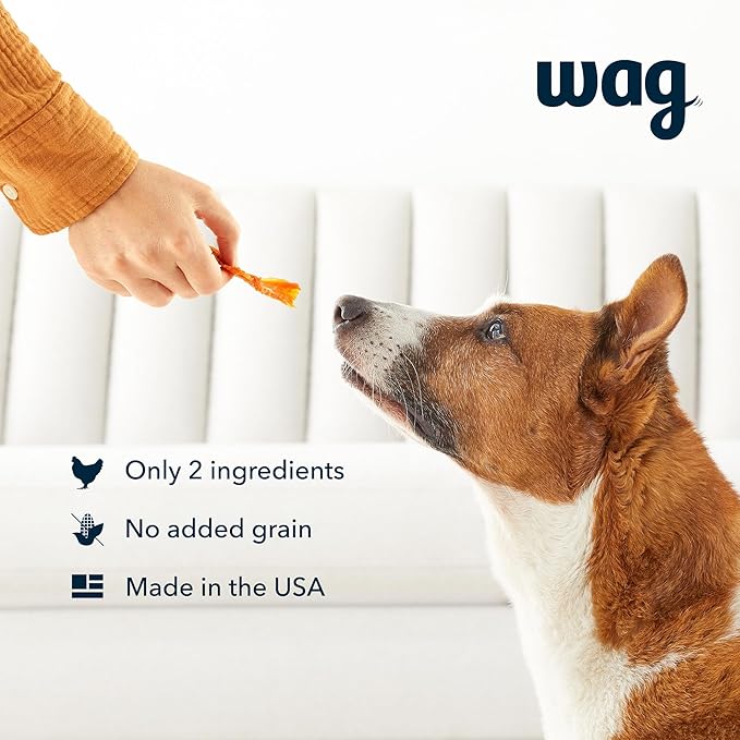 Amazon Brand – Wag Chewy Whole Muscle American Jerky Dog Treats – Chicken