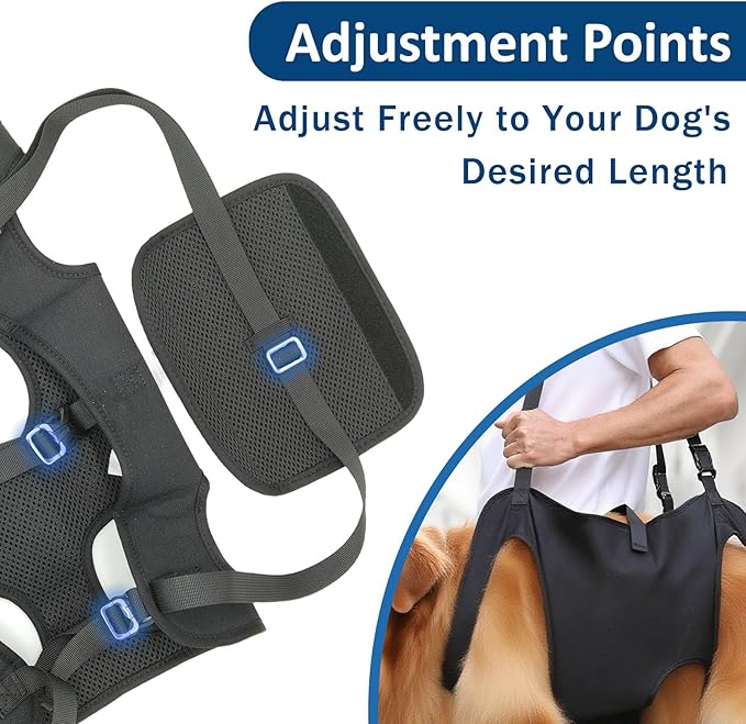 Dog Lifting Harness, Adjustable Full Body Support Sling for Large Dogs, Front and Rear Leg Mobility Aid for Elderly, Injured, Disabled, or Recovering Pets Walking Assistance (L)