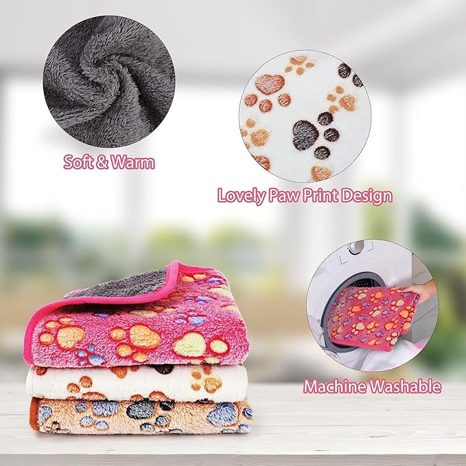 YUEPET Waterproof Guinea Pig Blankets Washable 3 Pack Small Animal Fleece Cage Liners Pet Soft Sleep Mat Pad Cover Warm Flannel Throw for Hamster Guinea Pig Rabbit Chinchilla Hedgehog Ferret 48"×24"
