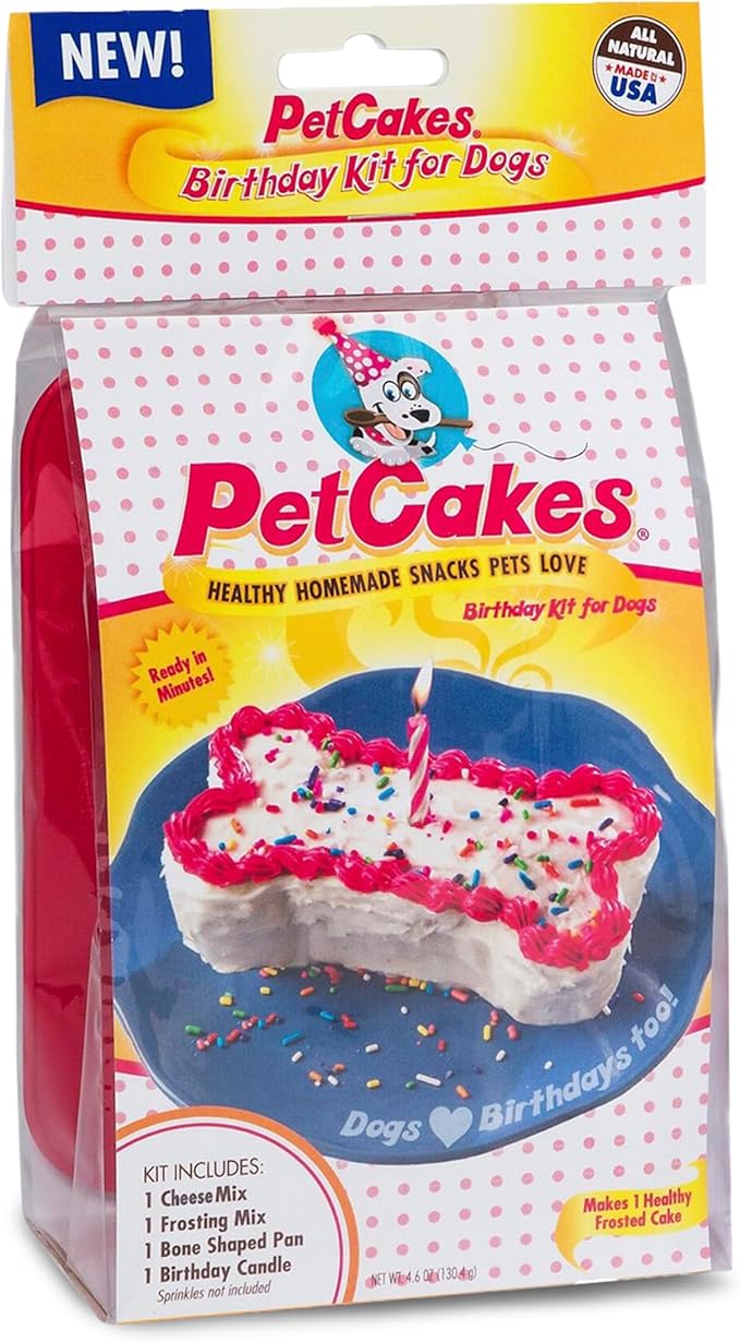PetCakes Dog Birthday Cake Kit - All Natural Treats - Puppy to Large Dogs, Cheese Flavor - 5.5 Oz