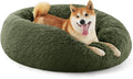 Bedsure Calming Dog Bed Medium Size Dog - Donut Washable Medium Pet Bed, 30 inches Anti-Slip Round Fluffy Plush Faux Fur Cat Bed, Fits up to 45 lbs Pets, Rifle Green