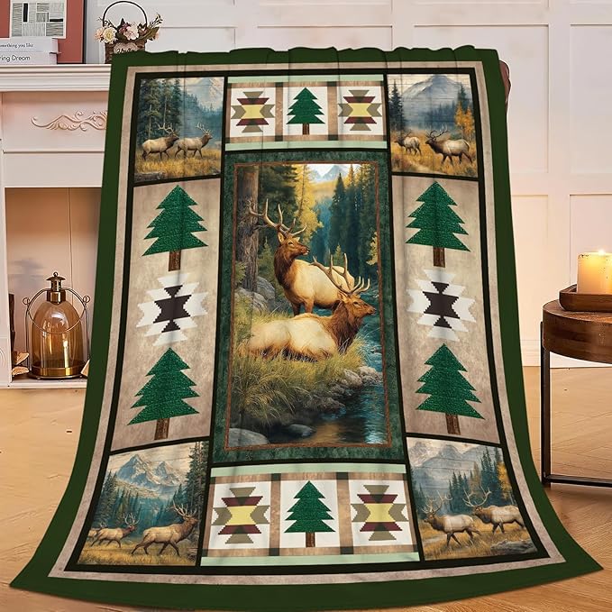 Deer Throw Blanket Deer Elk Stuff Gifts for Kids Girls Boys Adults Women Men Soft Cozy Warm Plush Fluffy Fuzzy Fleece Blanket Decor 60''X80''