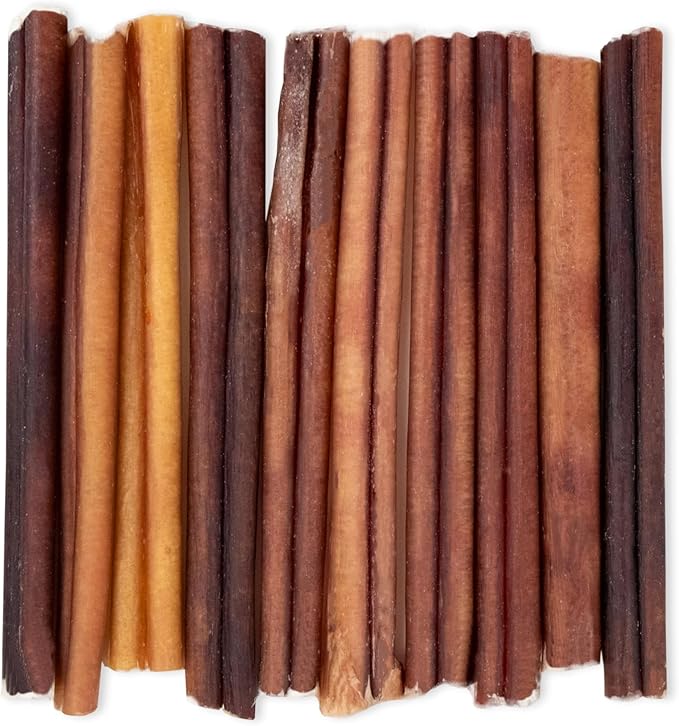 GigaBite Bully Sticks for Dogs All Natural Beef Pizzle Dog Chews, Odor & Rawhide Free Dog Treats, Long Lasting High Protein Chews Digestible Dental Dog Treat - Sticks (Regular 6"), Pack of 10