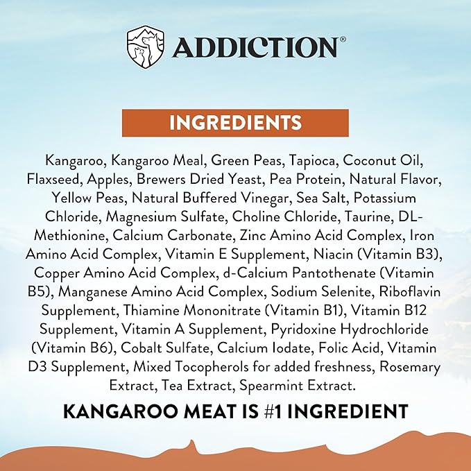 Addiction Wild Kangaroo & Apples Dry Dog Food - Limited Ingredient, Novel Protein for Dogs with Allergies, Grain-Free - Support Muscle Development & Manage Weight - Made in New Zealand 20lb