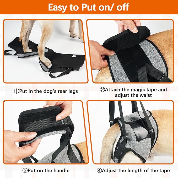 ROZKITCH Dog Lift Harness, Pet Rear Support Aid Veterinarian Approved Sling for Old Help with Poor Stability, Back Leg Hip Disabled Joint Injury Elderly Arthritis ACL Rehabilitation Rehab Grey S
