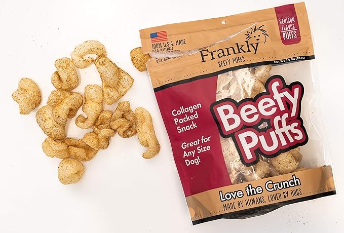 Frankly Venison Beefy Puffs 100 percentUSA Made Collagen Packed Snack 5 Ounce Package