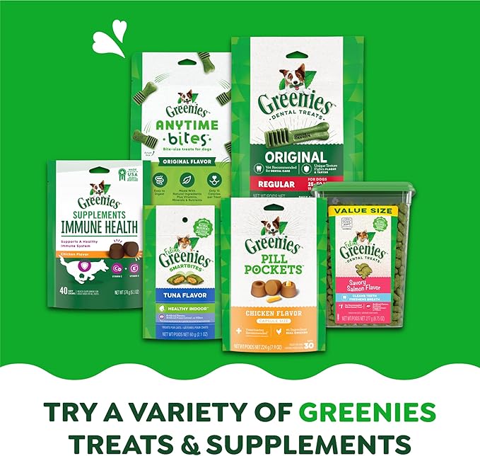 Greenies Veterinarian-Recommended Adult Natural Dental Dog Treats Petite Size, Dog Dental Chews, Original Flavor, 3 oz. Pack, 5 Count