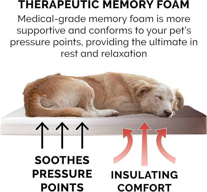 Furhaven Memory Foam Dog Bed for Large Dogs w/ Removable Washable Cover, For Dogs Up to 95 lbs - Terry & Suede Mattress - Espresso, Jumbo/XL