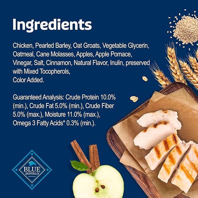 Blue Buffalo Soft & Chewy Health Bars, Baked with Real Chicken & Apples, Natural Dog Treats Mineral Enhanced for Flavor, 9 oz. Bag (Pack of 2)
