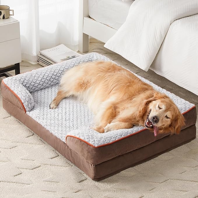 LEXTRO Orthopedic Dog Bed for Medium Dogs, Egg Crate Foam Bed for Medium Dogs, Equipped with Removable Waterproof Pillow Cover and Anti-Slip Bottom, Pet Bed