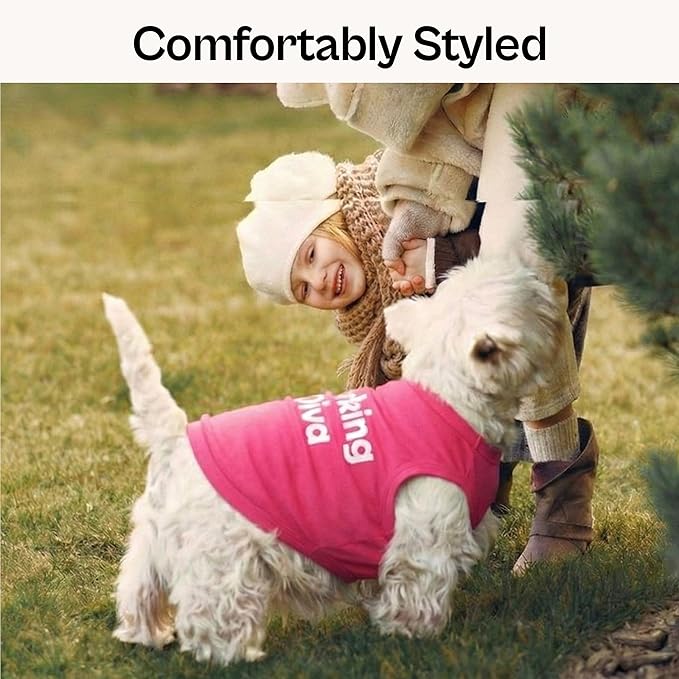 Parisian Pet Dog Shirt – 100% Cotton Barking Diva Shirts for Large Dogs – Pink Sleeveless Puppy Clothes – Lightweight and Breathable Pet Apparel – Girl Dog Clothes - Stretchy T Shirts for Dogs