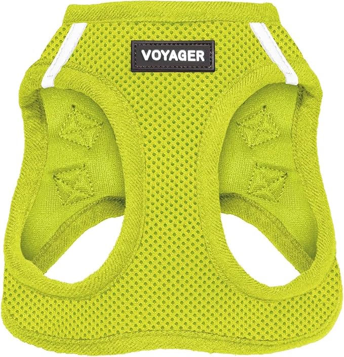 Best Pet Supplies Voyager Step-in Air Harness - All Weather Mesh, Reflective, No Pull Harness for Dogs, Cats - Secure with Hook & Loop Fastener, Buckle, Double D-Rings - Lime Green, S