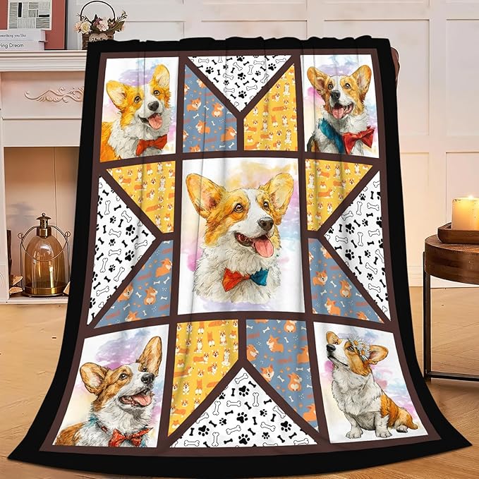 Corgi Throw Blanket Corgi Puppy Stuff Gifts for Dog Lover Kids Girls Boys Adults Women Men Soft Cozy Warm Plush Fluffy Fuzzy Fleece Blanket Decor 40''X50''